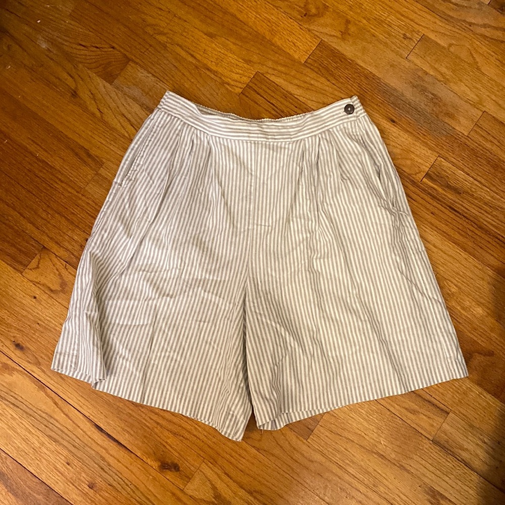 Vintage Stripe Button Close High Waisted Shorts